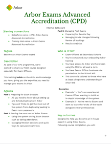 Battlecard - Arbor Exams Advanced Accreditation CPD - Front cover