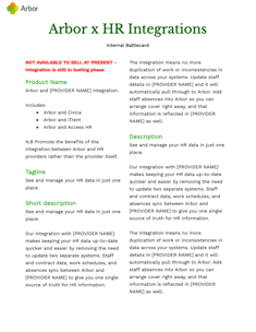 Battlecard - Arbor x HR Integrations - Front cover