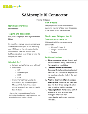 Battlecard - SAMpeople BI connector - front cover